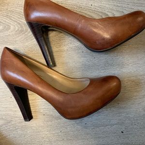 Brown leather heels